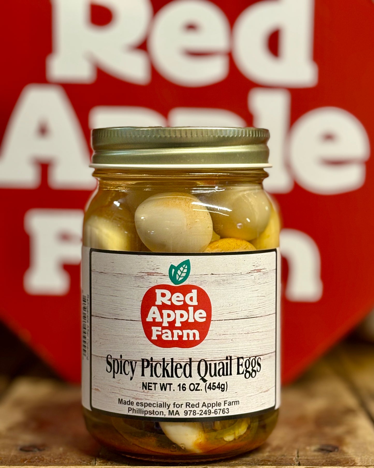 Spicy pickled quail eggs 16oz jar