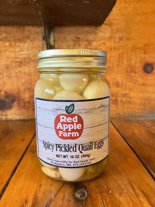 Spicy pickled quail eggs 16oz jar
